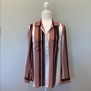 Ann Taylor mauve multi color stripe blouse